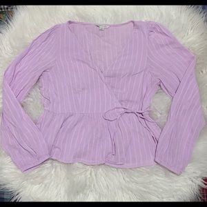 AE light purple wrap peplum blouse
